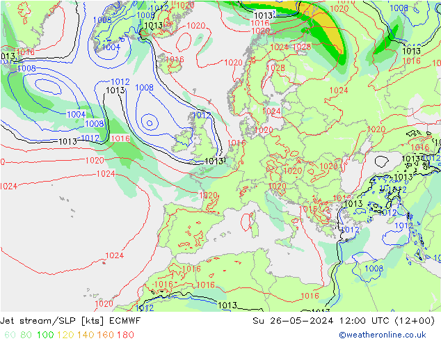 Jet stream/SLP ECMWF Su 26.05.2024 12 UTC