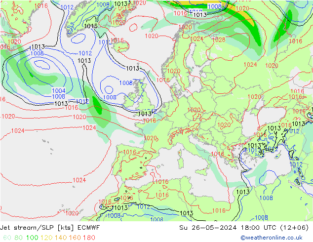 高速氣流/地面气压 ECMWF 星期日 26.05.2024 18 UTC