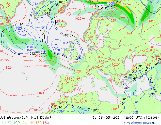 Jet stream ECMWF Dom 26.05.2024 18 UTC