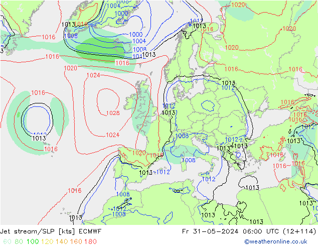 Polarjet/Bodendruck ECMWF Fr 31.05.2024 06 UTC