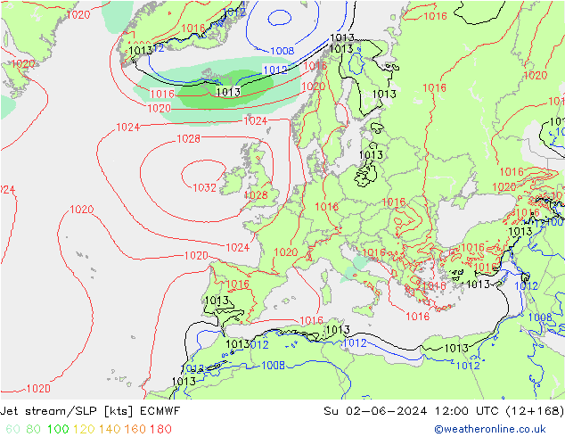 Jet stream/SLP ECMWF Ne 02.06.2024 12 UTC