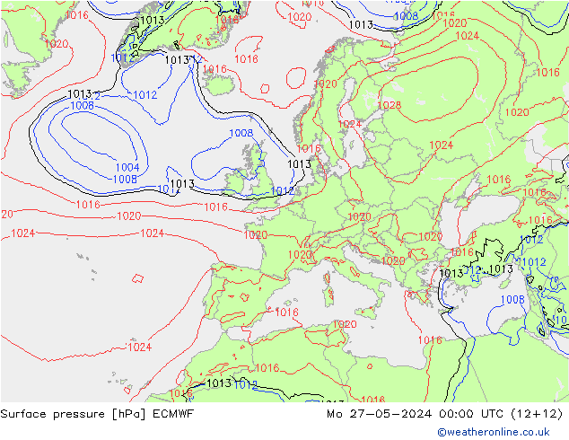 ciśnienie ECMWF pon. 27.05.2024 00 UTC