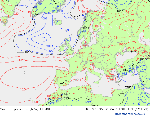 Surface pressure ECMWF Mo 27.05.2024 18 UTC