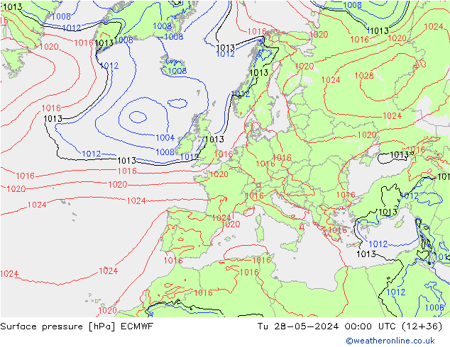 приземное давление ECMWF вт 28.05.2024 00 UTC