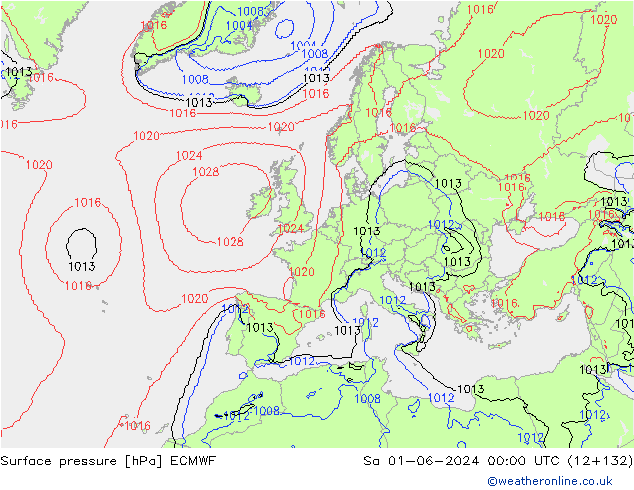 приземное давление ECMWF сб 01.06.2024 00 UTC