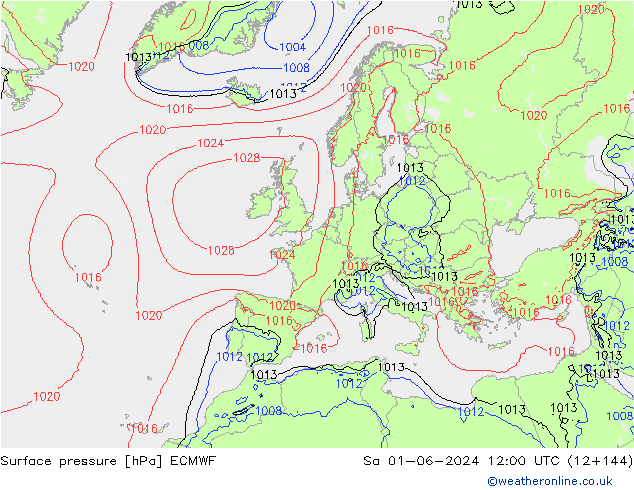 Luchtdruk (Grond) ECMWF za 01.06.2024 12 UTC