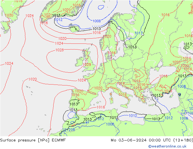 Surface pressure ECMWF Mo 03.06.2024 00 UTC