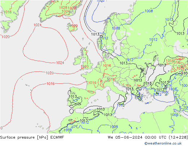 Surface pressure ECMWF We 05.06.2024 00 UTC