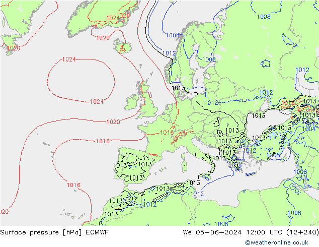 Pressione al suolo ECMWF mer 05.06.2024 12 UTC