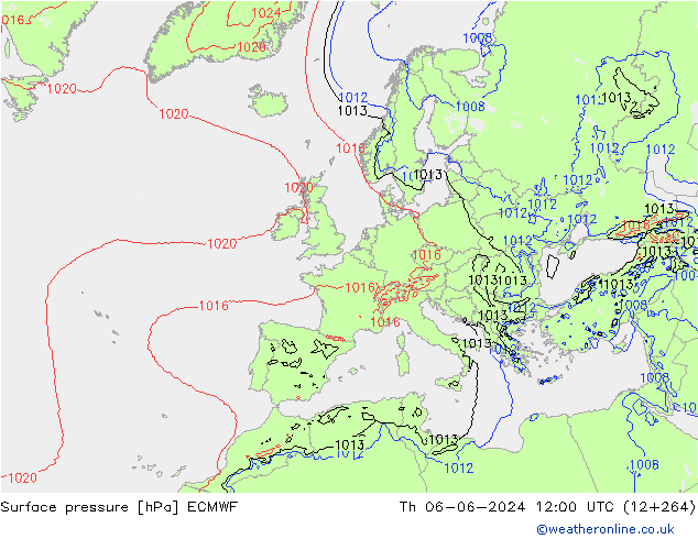 Bodendruck ECMWF Do 06.06.2024 12 UTC