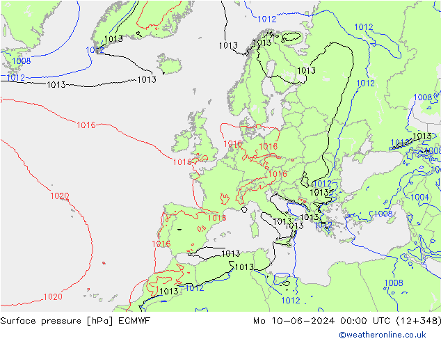 Surface pressure ECMWF Mo 10.06.2024 00 UTC