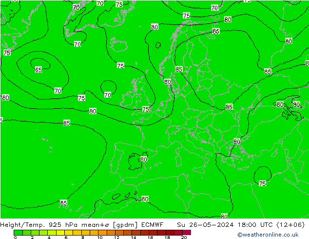 Height/Temp. 925 hPa ECMWF  26.05.2024 18 UTC