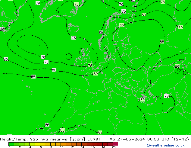 Hoogte/Temp. 925 hPa ECMWF ma 27.05.2024 00 UTC