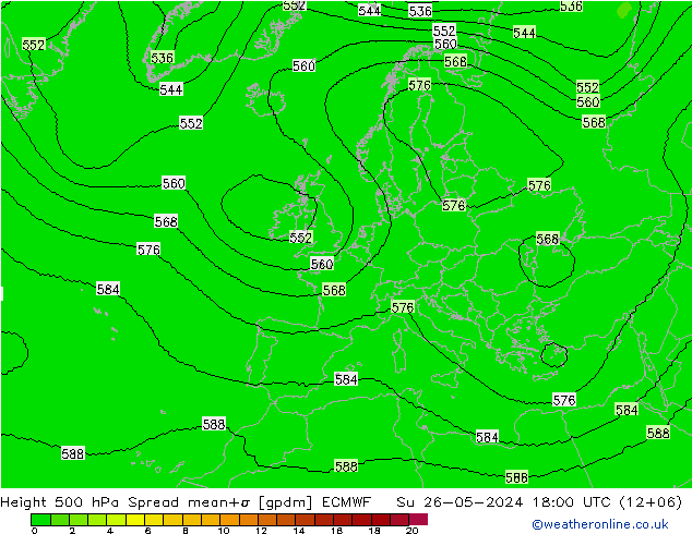 Height 500 hPa Spread ECMWF Su 26.05.2024 18 UTC