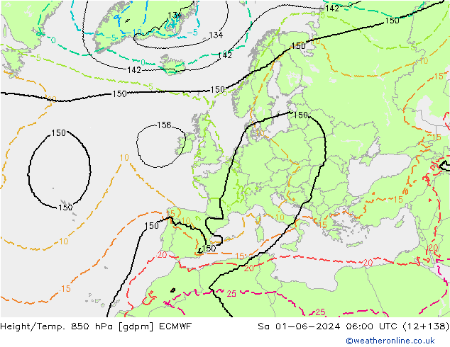 Height/Temp. 850 hPa ECMWF So 01.06.2024 06 UTC