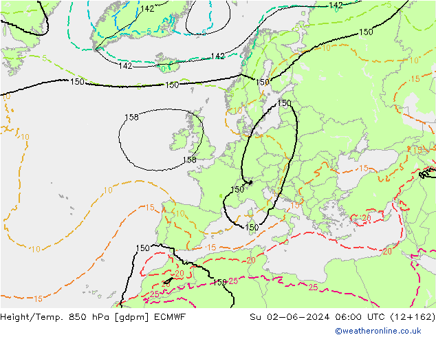 Height/Temp. 850 hPa ECMWF dom 02.06.2024 06 UTC