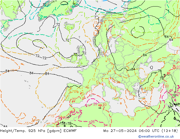 Hoogte/Temp. 925 hPa ECMWF ma 27.05.2024 06 UTC