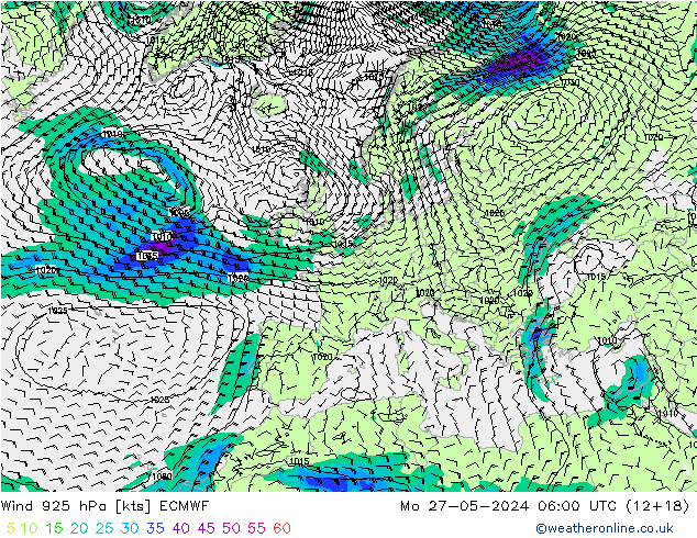 Vento 925 hPa ECMWF Seg 27.05.2024 06 UTC