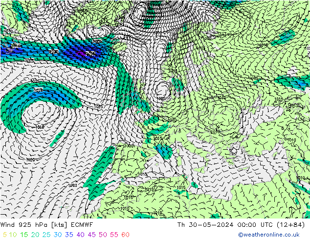Wind 925 hPa ECMWF Th 30.05.2024 00 UTC