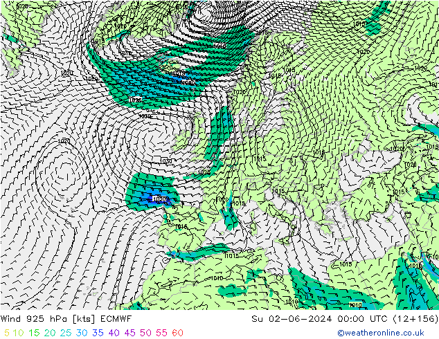 Wind 925 hPa ECMWF Ne 02.06.2024 00 UTC