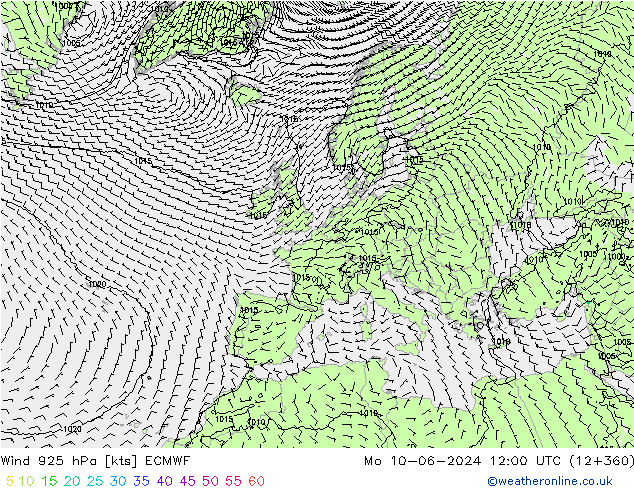 Wind 925 hPa ECMWF ma 10.06.2024 12 UTC