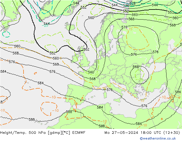 Height/Temp. 500 hPa ECMWF  27.05.2024 18 UTC