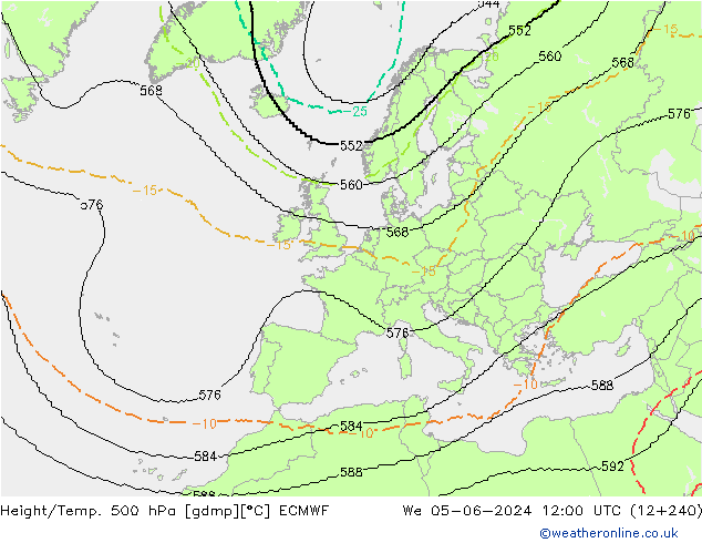 Height/Temp. 500 hPa ECMWF We 05.06.2024 12 UTC