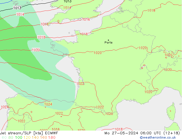 Jet stream ECMWF Seg 27.05.2024 06 UTC