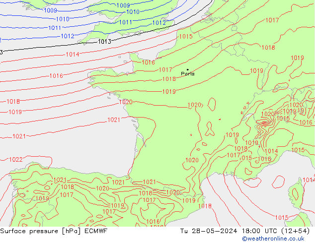 Surface pressure ECMWF Tu 28.05.2024 18 UTC