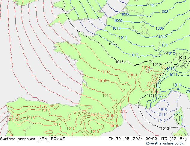 приземное давление ECMWF чт 30.05.2024 00 UTC