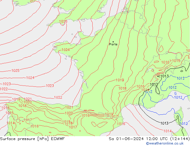 Yer basıncı ECMWF Cts 01.06.2024 12 UTC