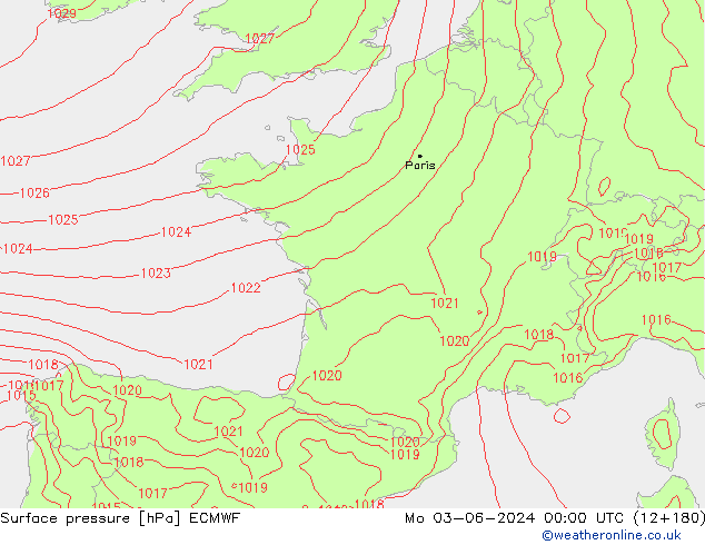 Yer basıncı ECMWF Pzt 03.06.2024 00 UTC