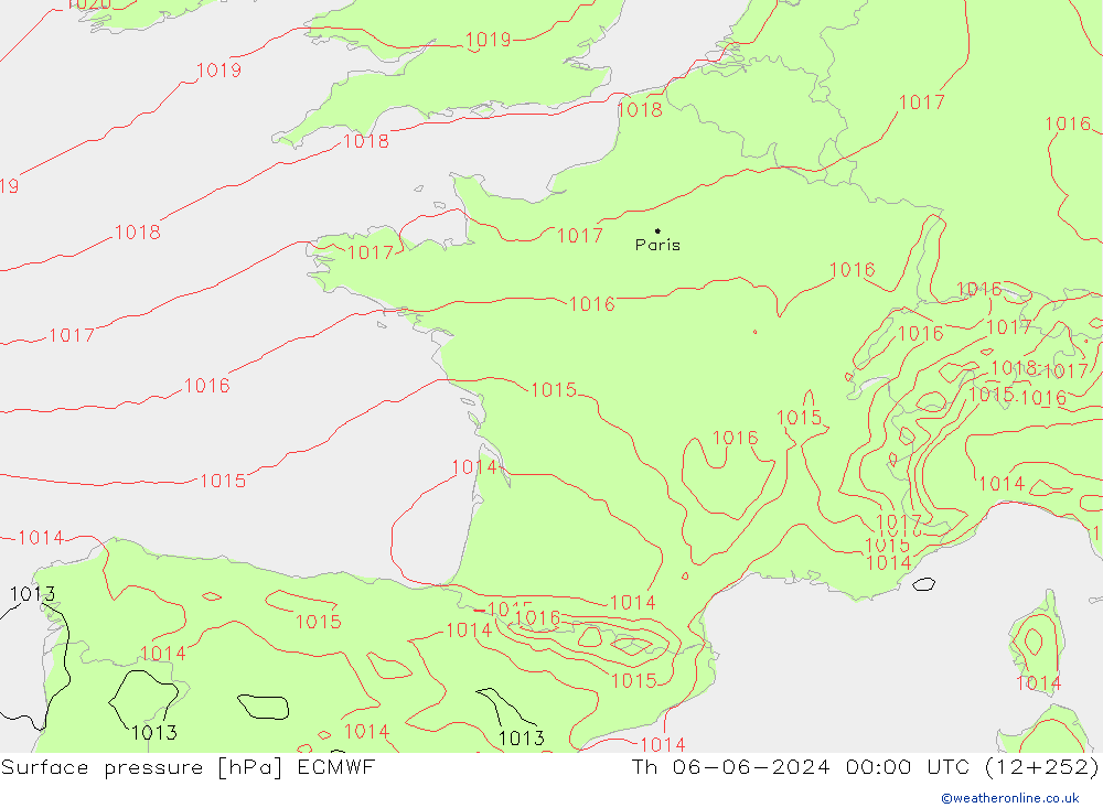 приземное давление ECMWF чт 06.06.2024 00 UTC