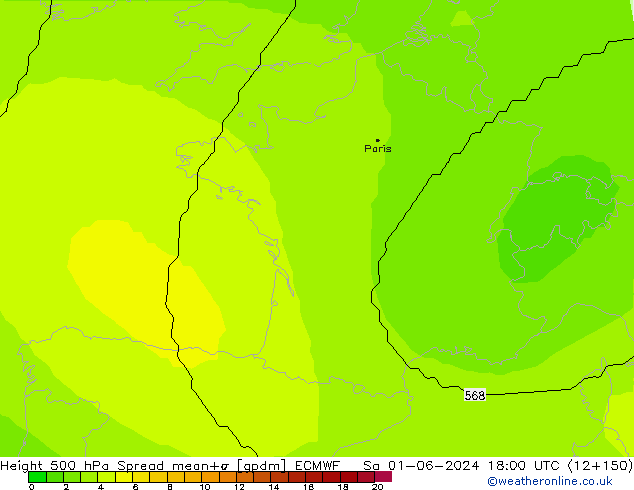 Height 500 hPa Spread ECMWF Sa 01.06.2024 18 UTC