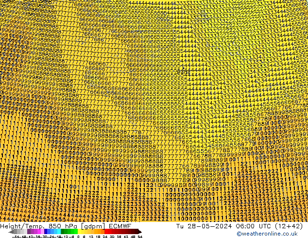 Height/Temp. 850 гПа ECMWF вт 28.05.2024 06 UTC