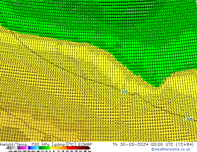 Height/Temp. 700 hPa ECMWF  30.05.2024 00 UTC