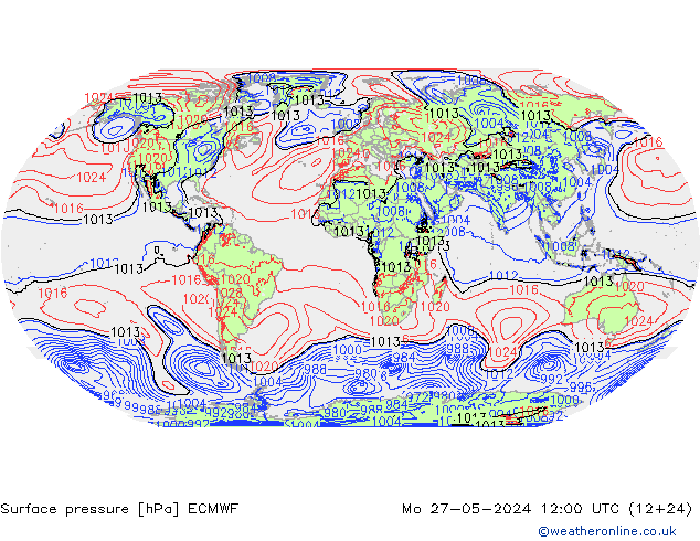 Bodendruck ECMWF Mo 27.05.2024 12 UTC