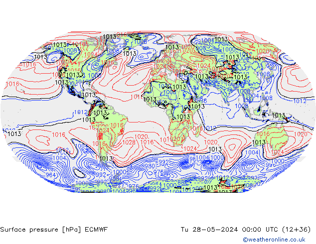 pressão do solo ECMWF Ter 28.05.2024 00 UTC