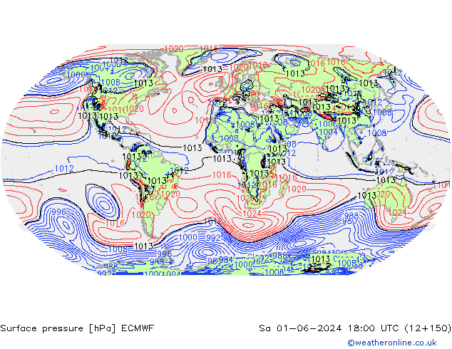 Atmosférický tlak ECMWF So 01.06.2024 18 UTC