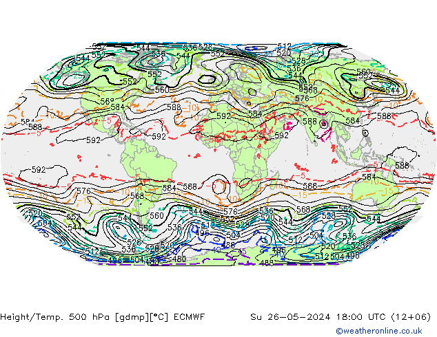 Geop./Temp. 500 hPa ECMWF dom 26.05.2024 18 UTC