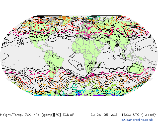 Height/Temp. 700 hPa ECMWF Su 26.05.2024 18 UTC