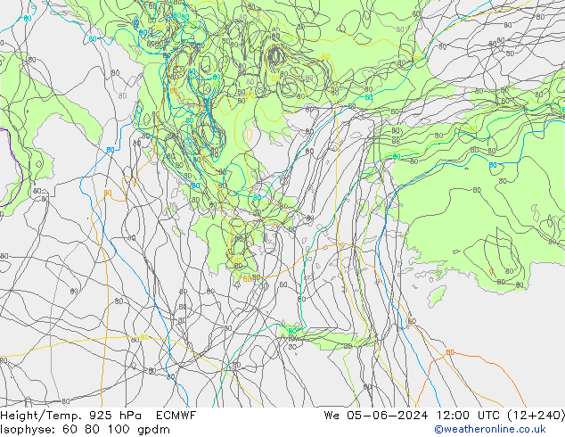 Height/Temp. 925 hPa ECMWF We 05.06.2024 12 UTC