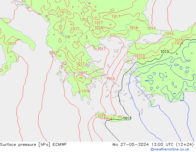 Presión superficial ECMWF lun 27.05.2024 12 UTC