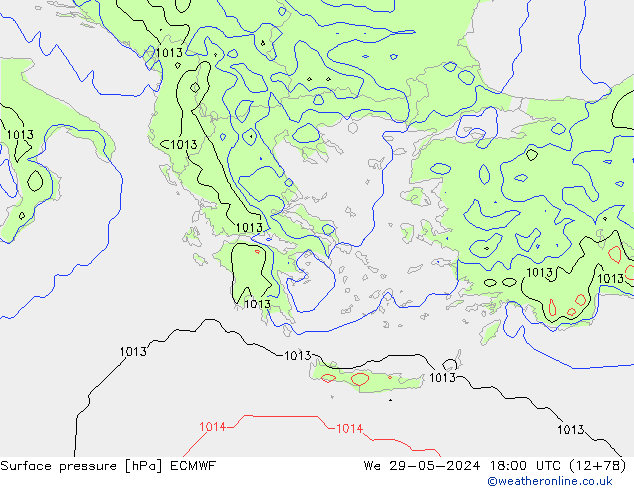 Bodendruck ECMWF Mi 29.05.2024 18 UTC