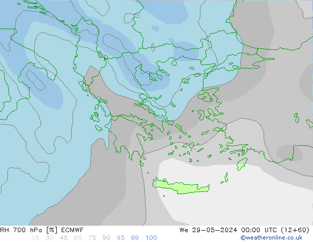 RH 700 hPa ECMWF Qua 29.05.2024 00 UTC