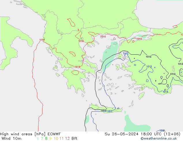 High wind areas ECMWF Ne 26.05.2024 18 UTC