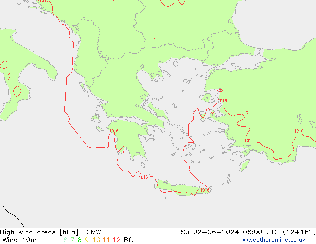 High wind areas ECMWF Ne 02.06.2024 06 UTC