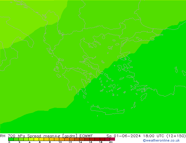 RH 700 hPa Spread ECMWF Sáb 01.06.2024 18 UTC