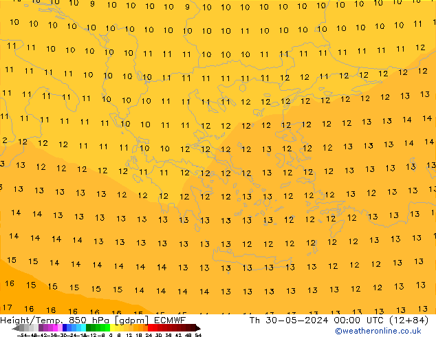 Yükseklik/Sıc. 850 hPa ECMWF Per 30.05.2024 00 UTC