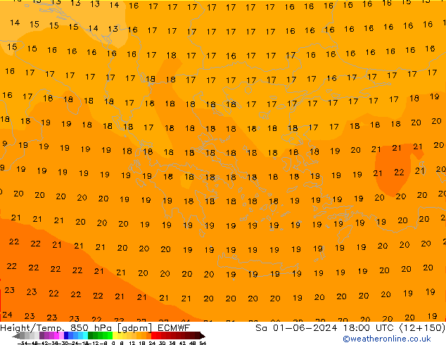 Height/Temp. 850 hPa ECMWF Sáb 01.06.2024 18 UTC